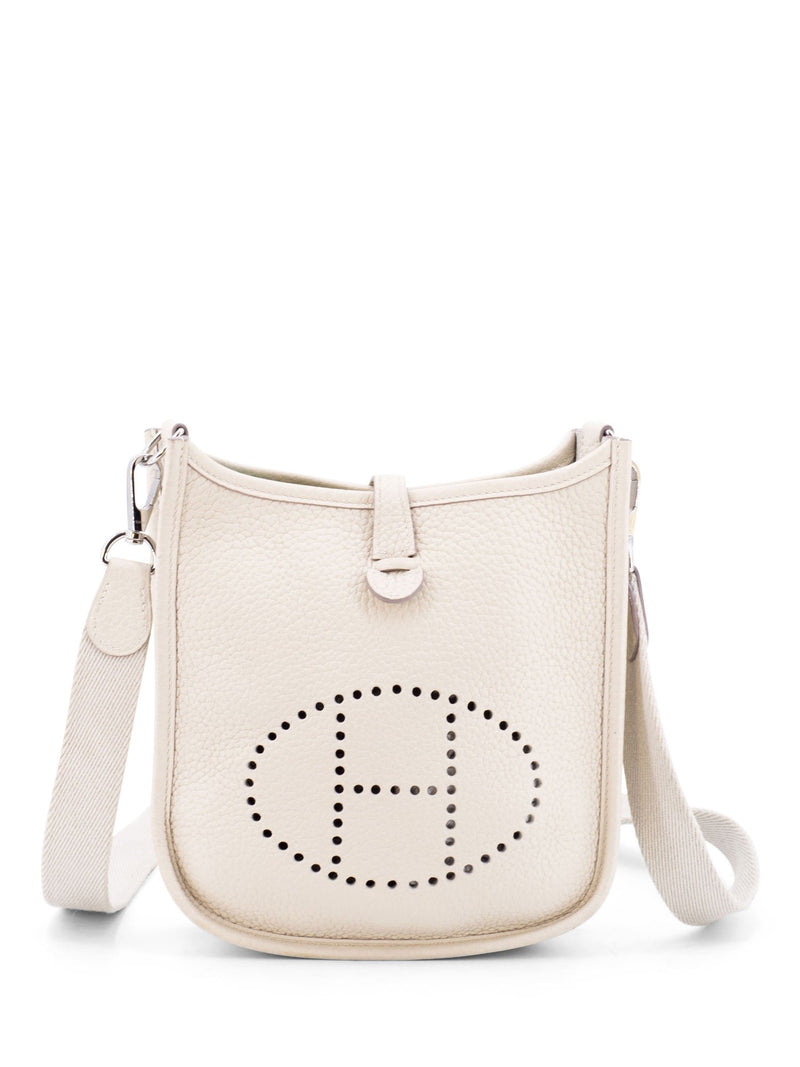 Hermes Clemence Leather Mini TPM Messenger Bag Ivory-designer resale