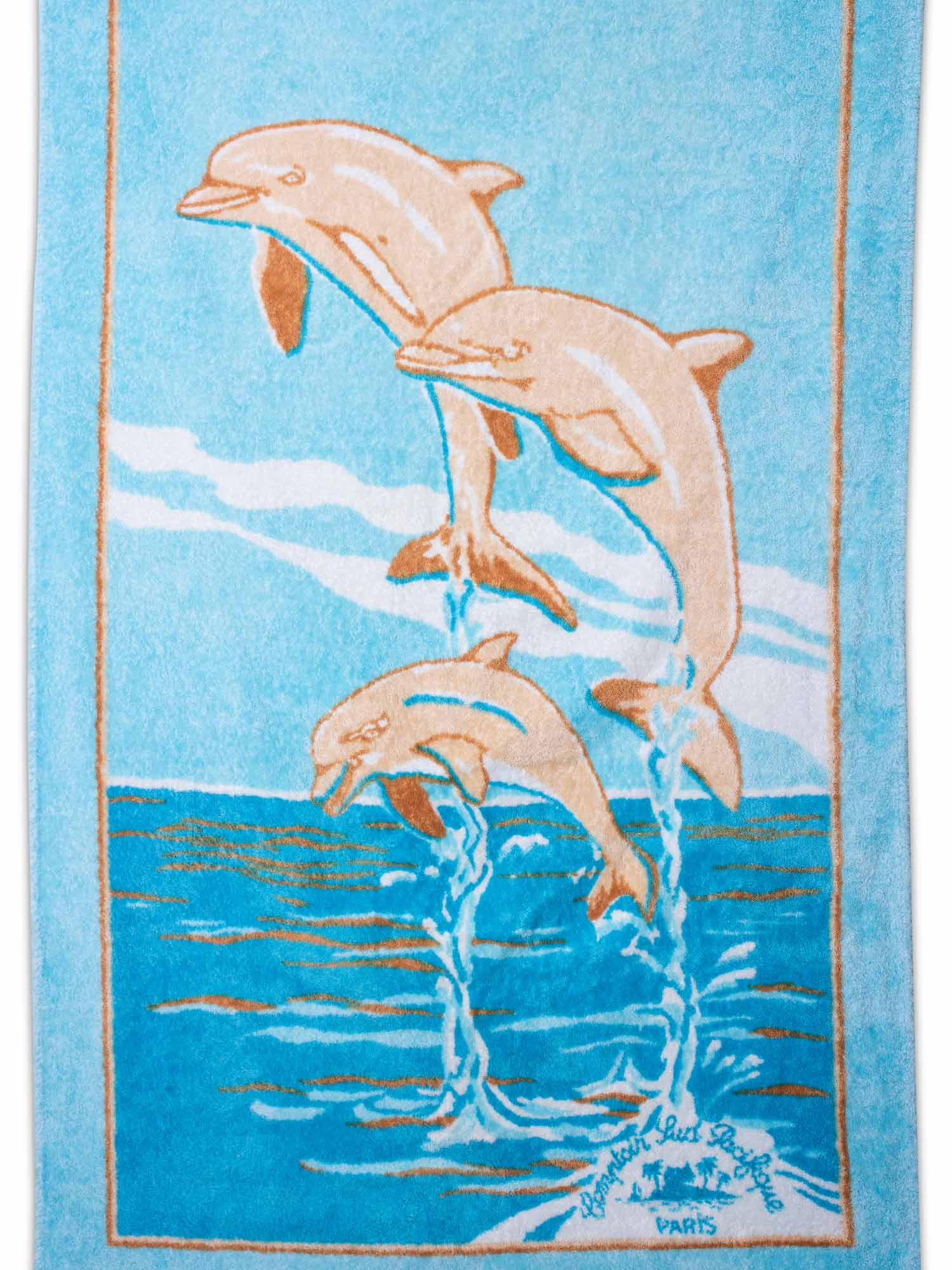 Hermes Cotton Dolphin Beach Towel Blue-designer resale
