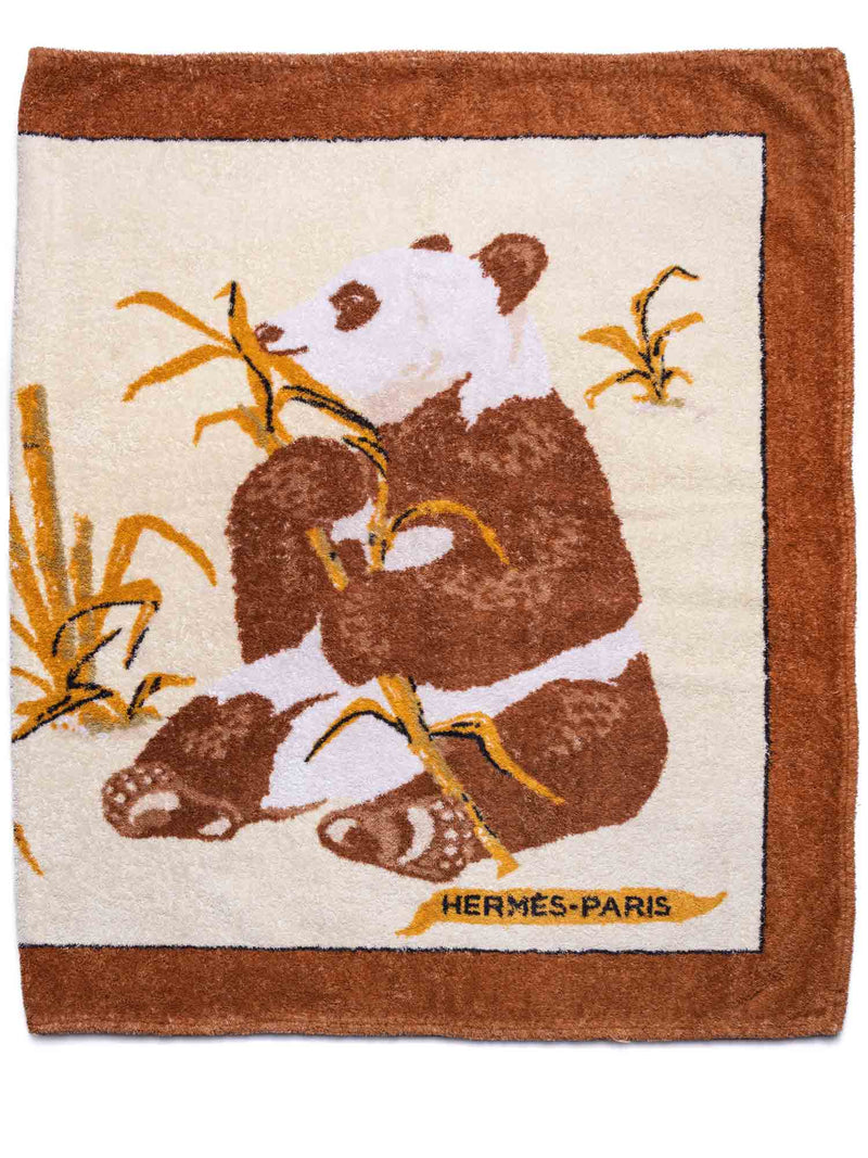 Hermes Cotton Panda Beach Towel Brown-designer resale