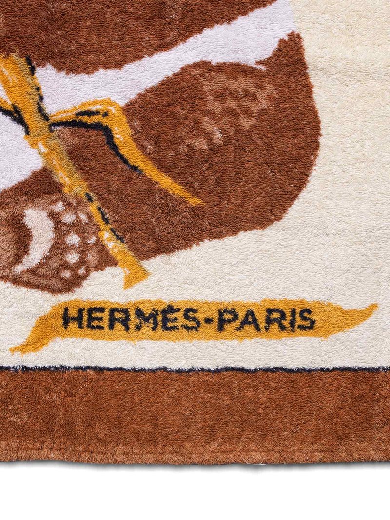 Hermes Cotton Panda Beach Towel Brown-designer resale