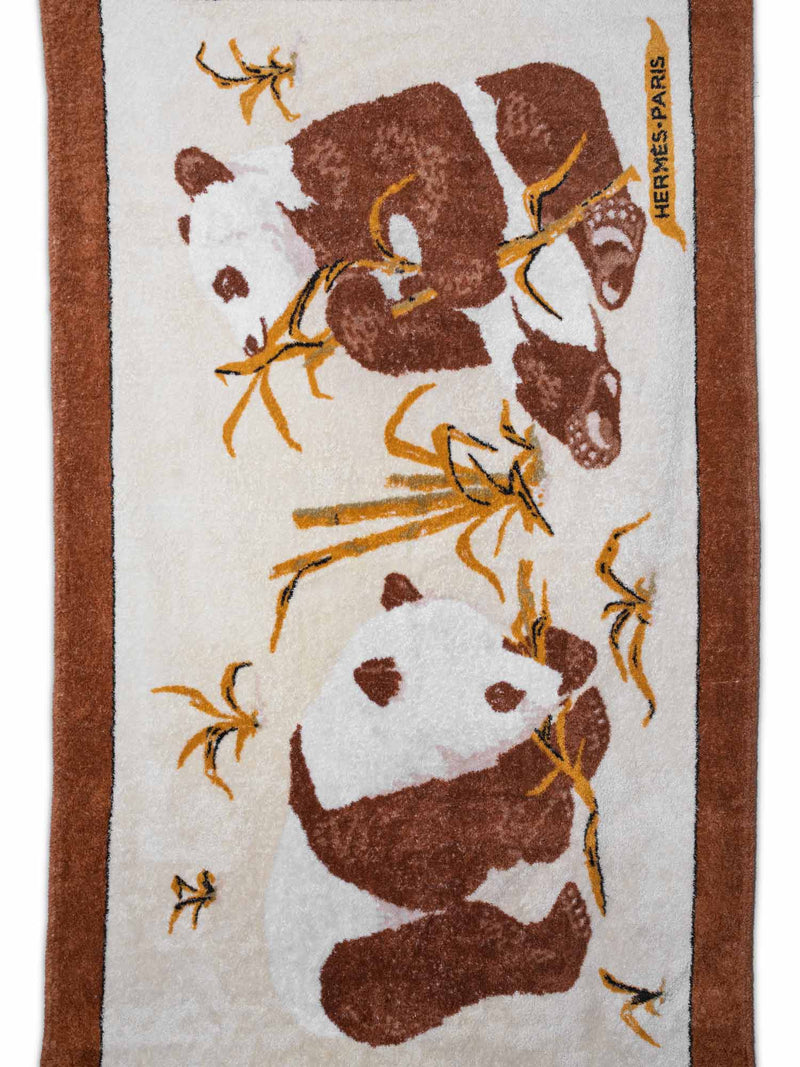 Hermes Cotton Panda Beach Towel Brown-designer resale