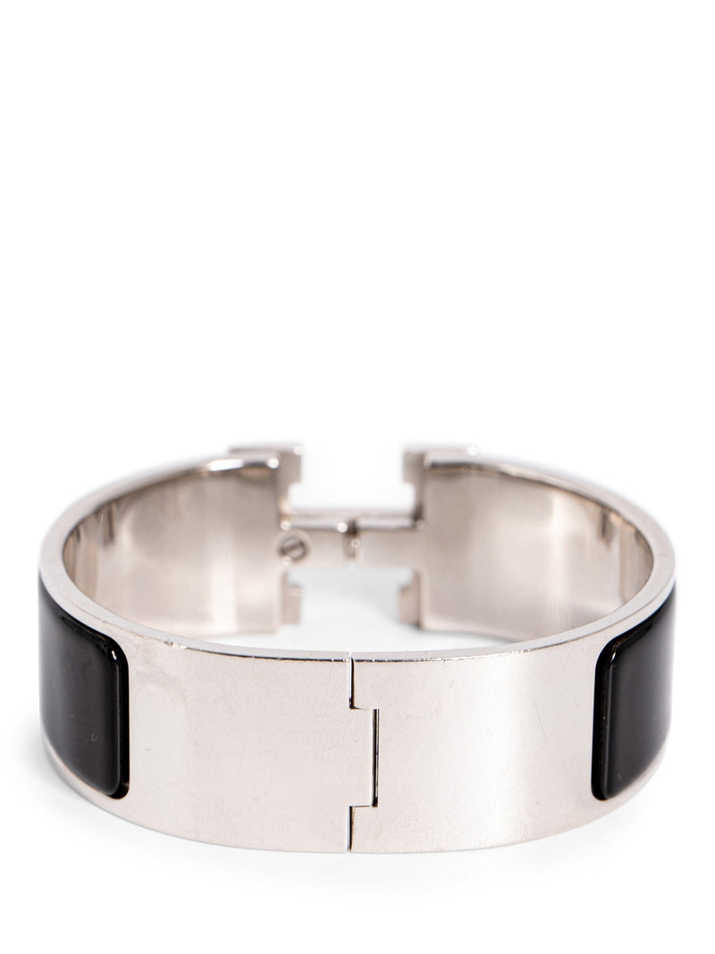 Hermes Enamel Clic Clac H Bracelet GM Black Silver-designer resale