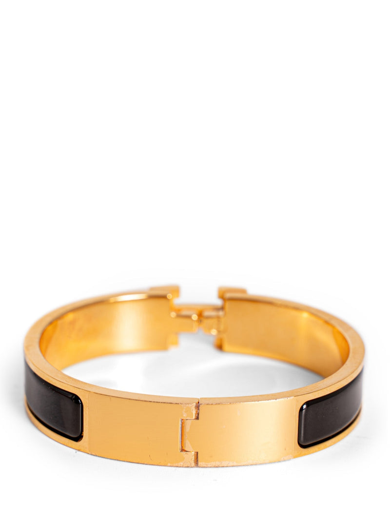 Hermes Enamel Narrow Clic Clac H Bracelet PM Black-designer resale