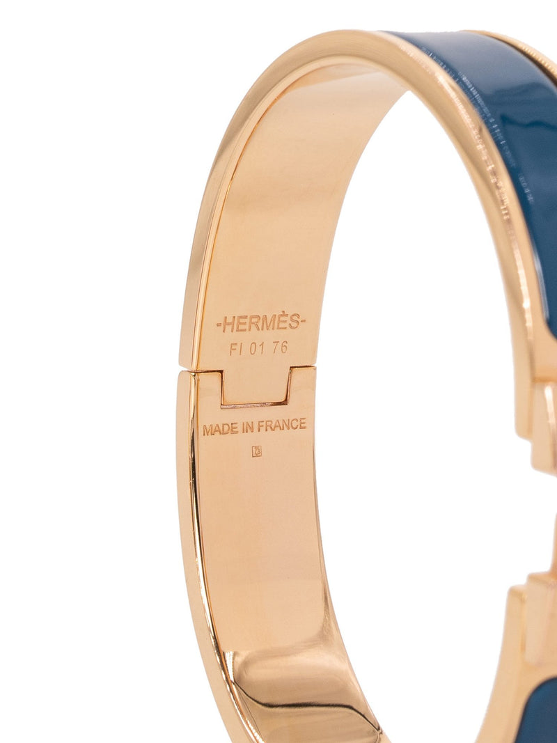 Hermes Enamel Narrow Clic Clac H Bracelet PM Blue-designer resale