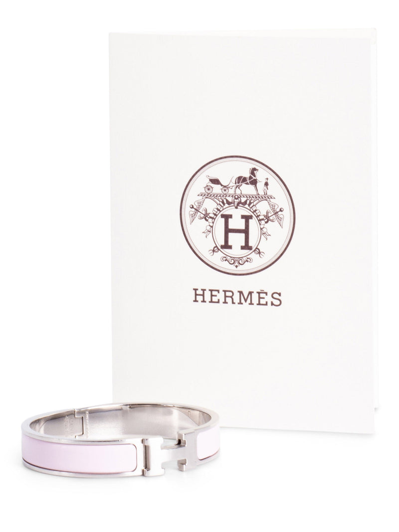 Hermes Enamel Narrow Clic Clac H Bracelet PM Blush Pink-designer resale