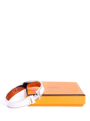 Hermes Enamel Narrow Clic Clac H Bracelet PM Blush Pink-designer resale