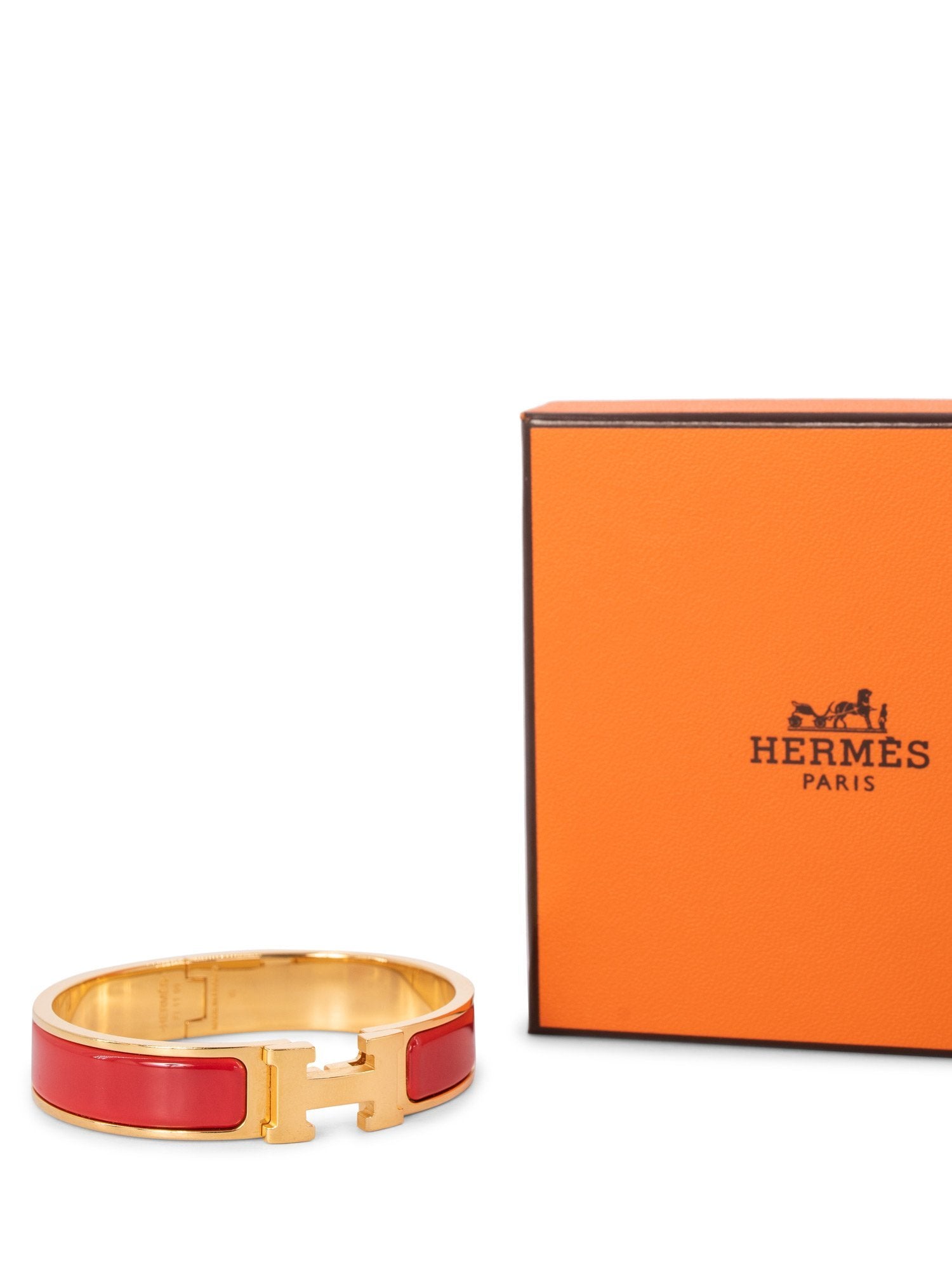 Hermes Enamel Narrow Clic Clac H Bracelet PM Red-designer resale
