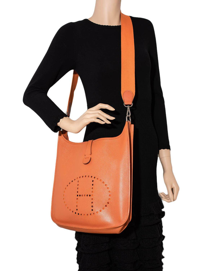 Hermes Epsom Evelyne Messenger Bag Orange-designer resale