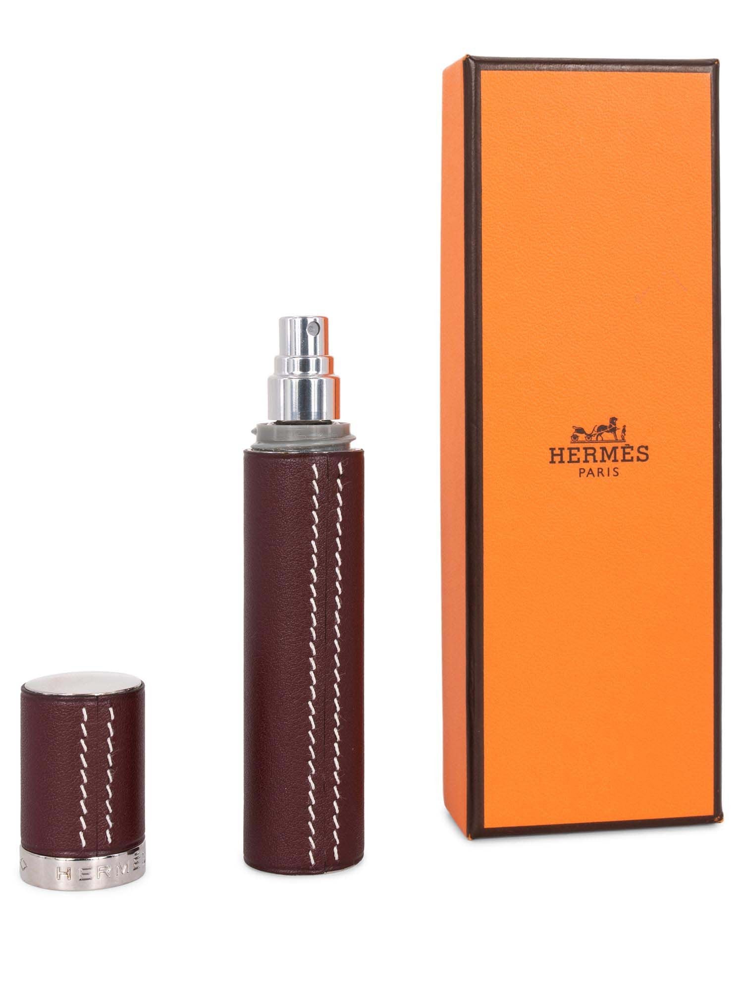 Hermes Epsom Leather Atomizer Refillable Bottle Burgundy-designer resale