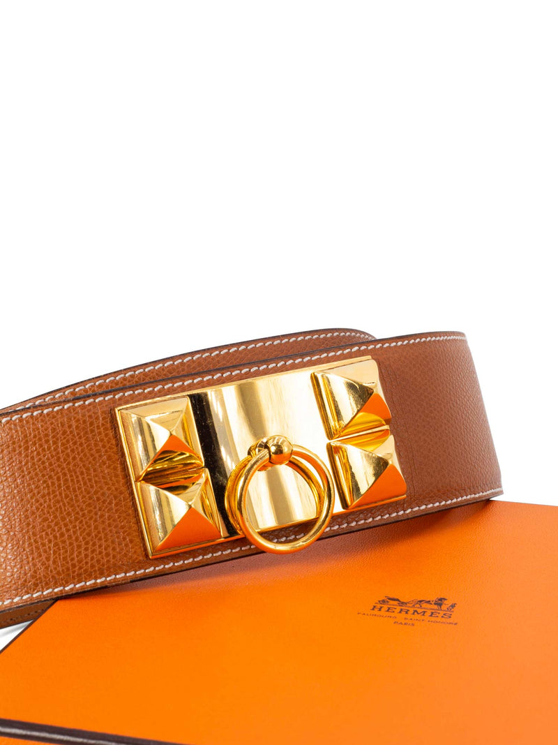 Hermes Epsom Leather Collier de Chien CDC Belt 80 Brown-designer resale