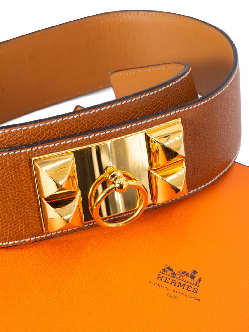 Hermes Epsom Leather Collier de Chien CDC Belt 80 Brown-designer resale