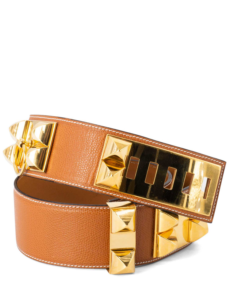 Hermes Epsom Leather Collier de Chien CDC Belt 80 Brown-designer resale