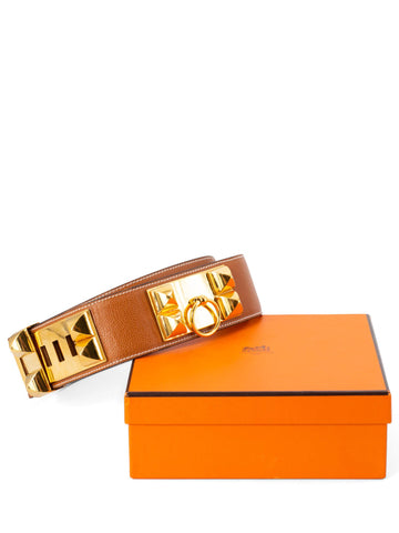 Hermes Epsom Leather Collier de Chien CDC Belt 80 Brown-designer resale