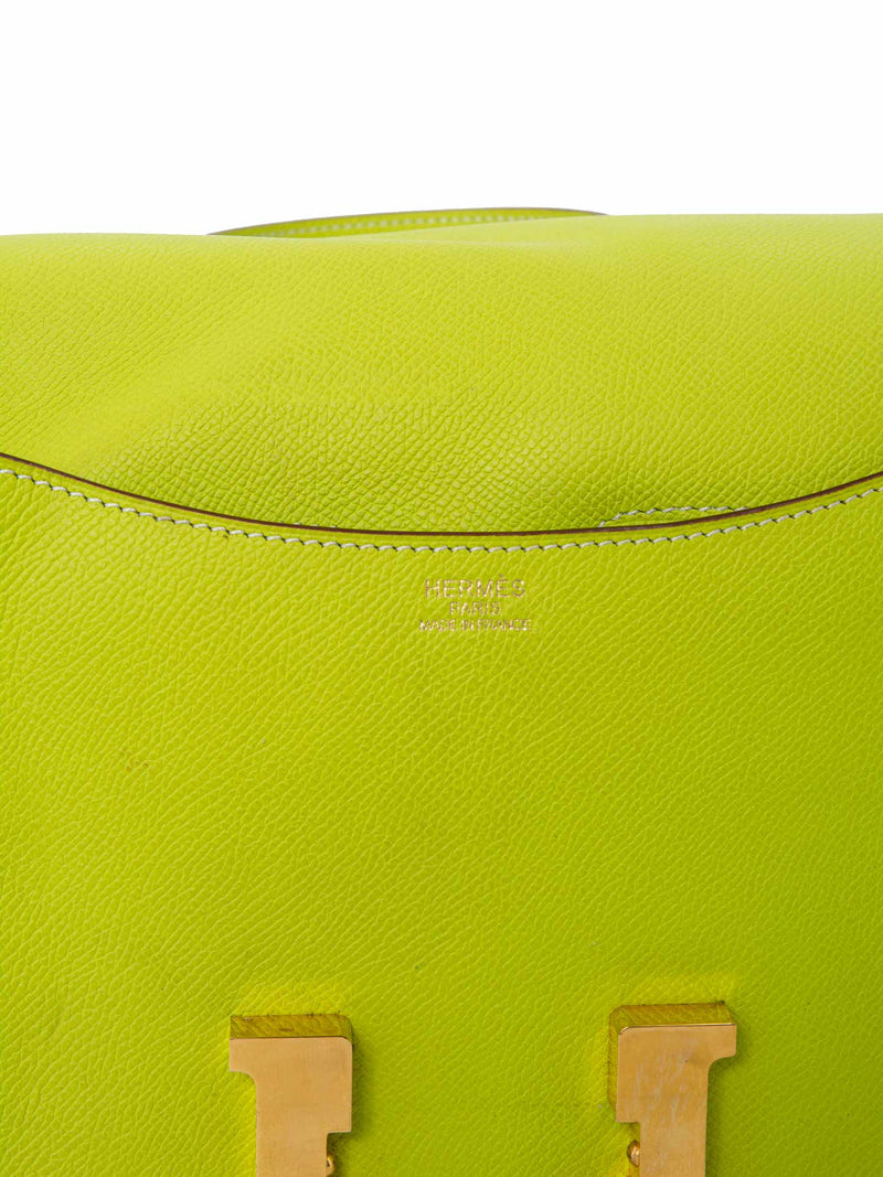 Hermes Epsom Leather Constance Bag 24 Kiwi Green-designer resale