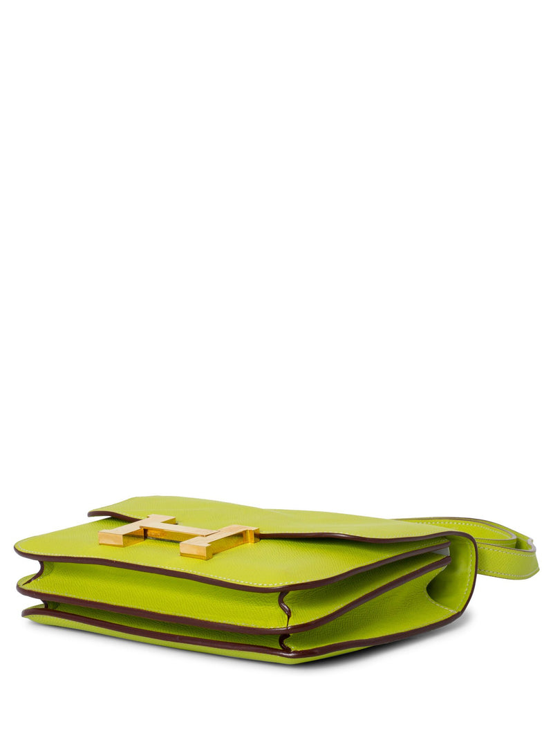 Hermes Epsom Leather Constance Bag 24 Kiwi Green-designer resale
