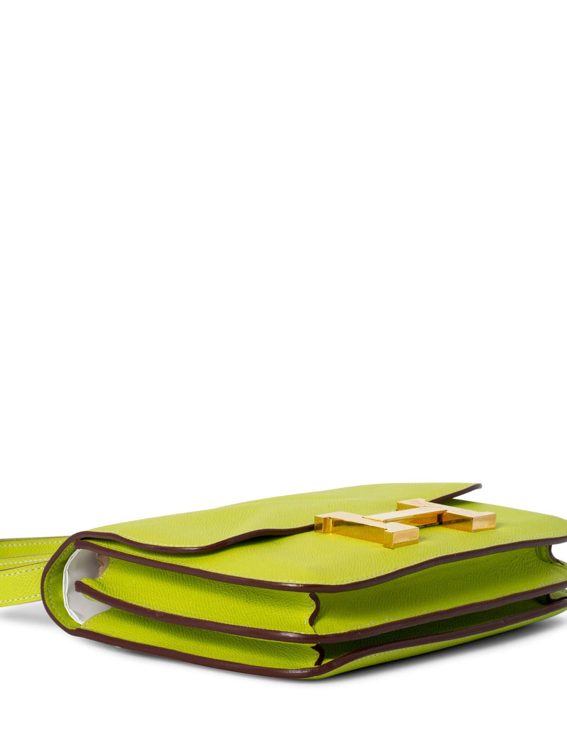 Hermes Epsom Leather Constance Bag 24 Kiwi Green-designer resale