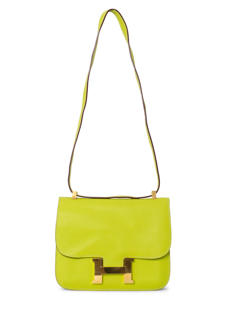 Hermes Epsom Leather Constance Bag 24 Kiwi Green-designer resale