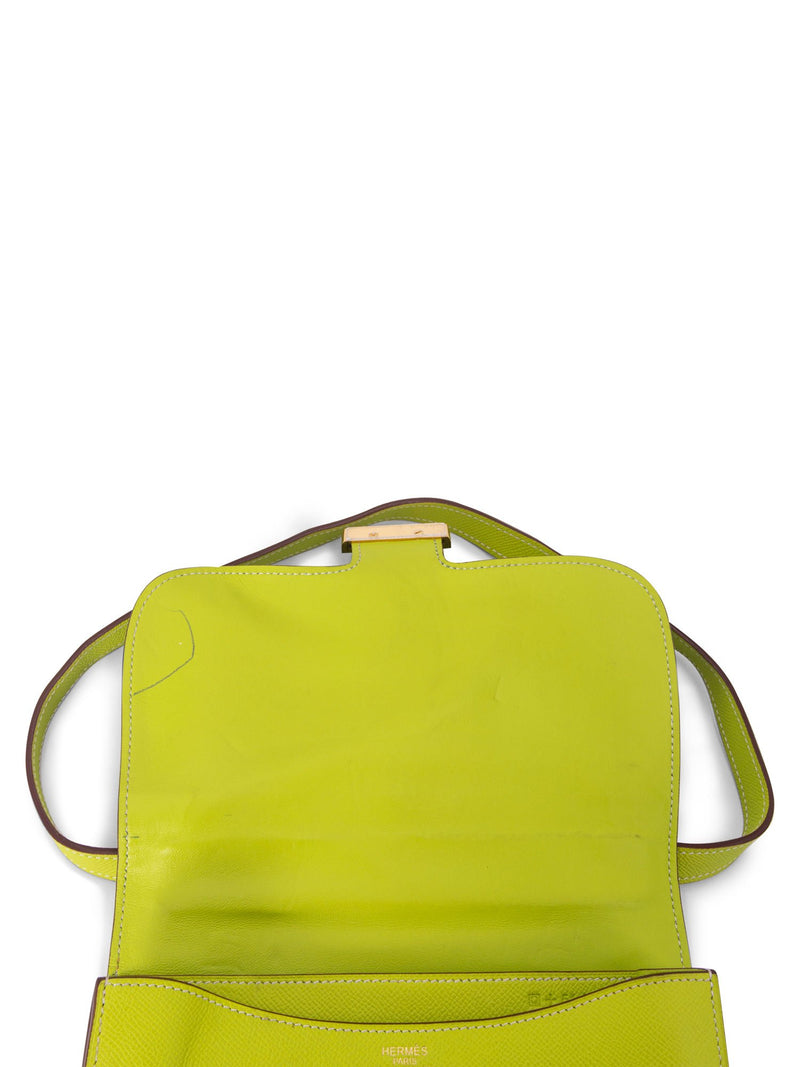 Hermes Epsom Leather Constance Bag 24 Kiwi Green-designer resale