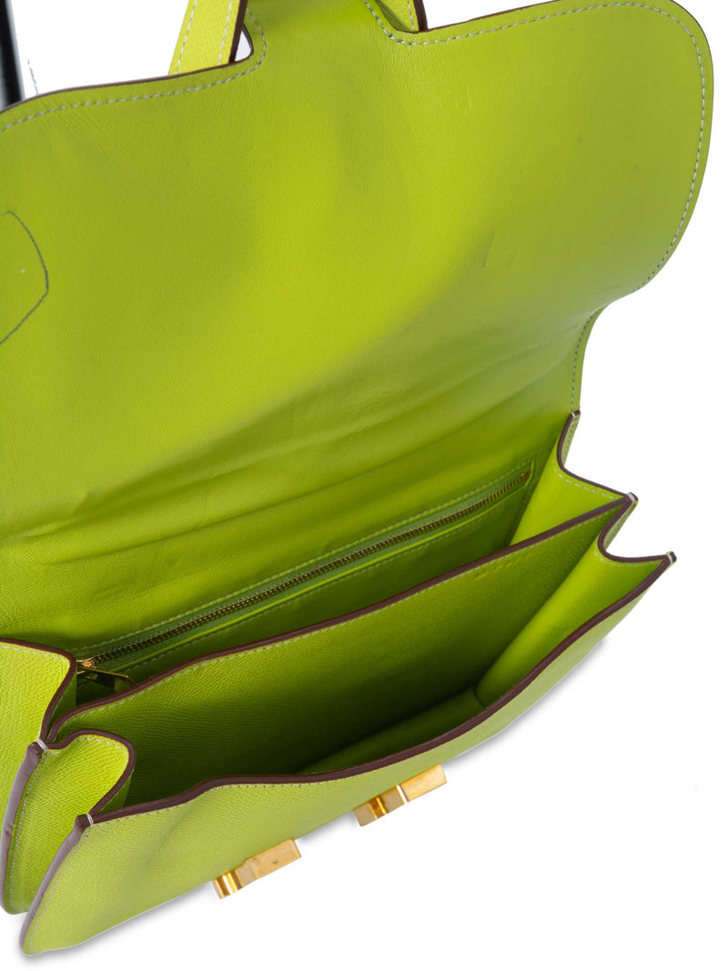 Hermes Epsom Leather Constance Bag 24 Kiwi Green-designer resale
