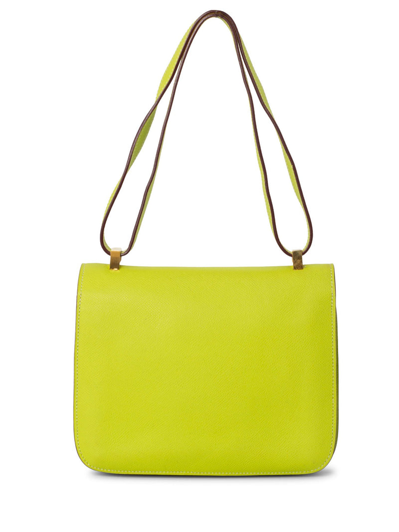Hermes Epsom Leather Constance Bag 24 Kiwi Green-designer resale