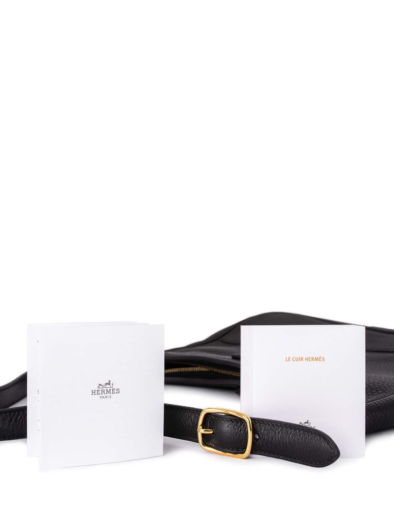 Hermes Fjord Leather Trim II Hobo Bag 31 Black-designer resale