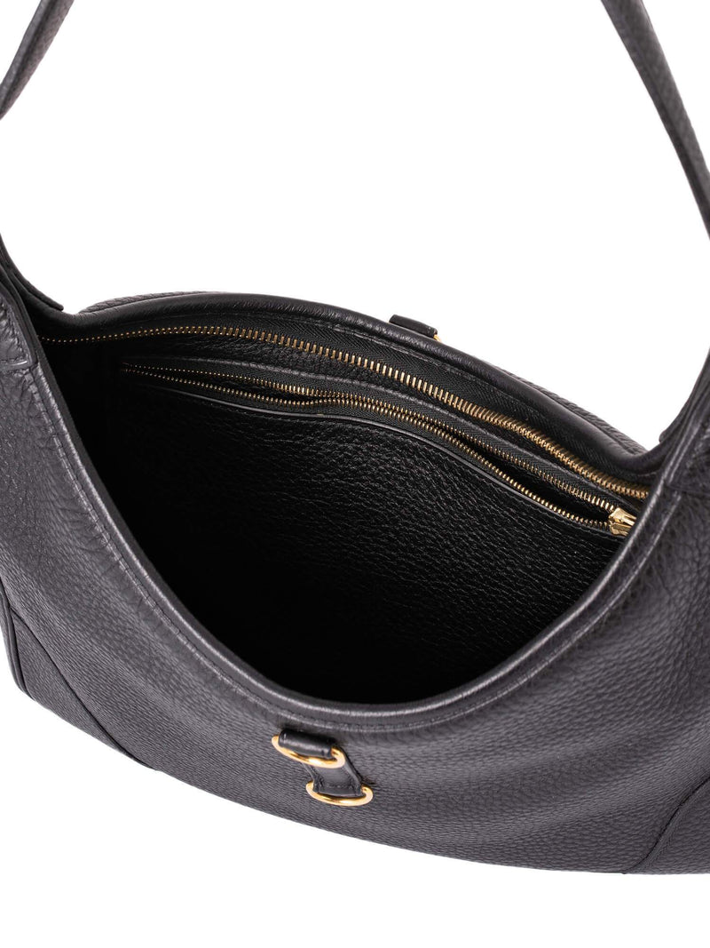 Hermes Fjord Leather Trim II Hobo Bag 31 Black-designer resale