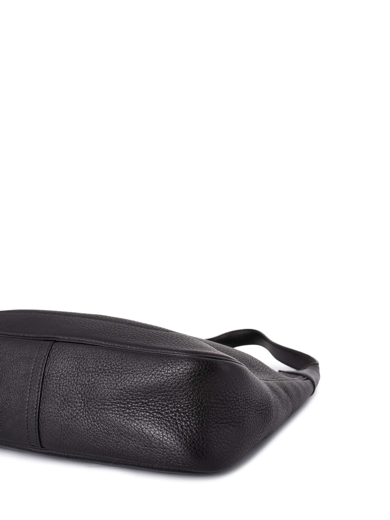 Hermes Trim 35 Tote Bag One Shoulder Fjord Leather Black Engraved