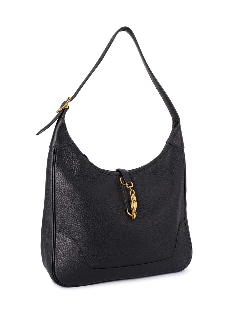 Hermes Fjord Leather Trim II Hobo Bag 31 Black