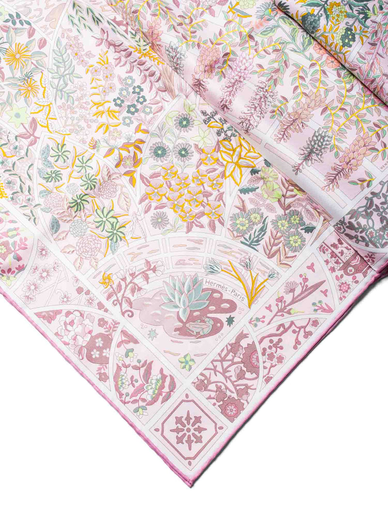 Hermes "Fleurs De Giverny" Silk Scarf Pink-designer resale
