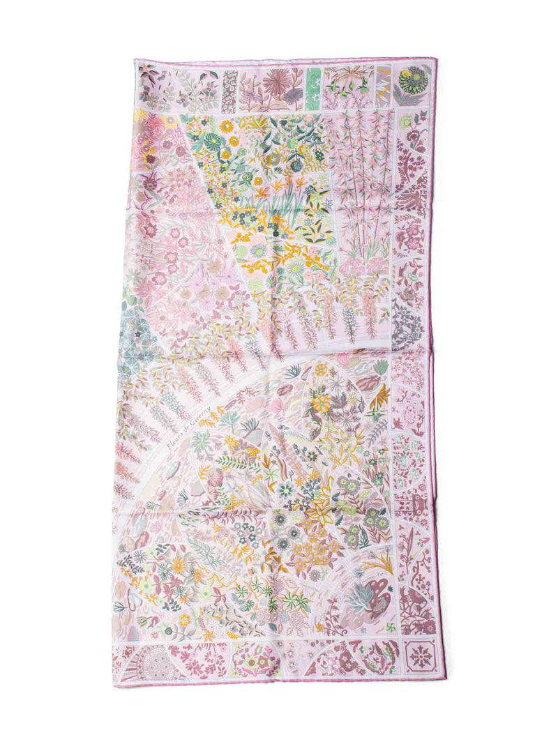 Hermes "Fleurs De Giverny" Silk Scarf Pink-designer resale