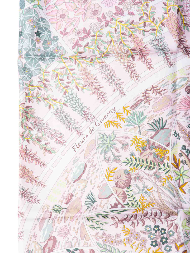 Hermes "Fleurs De Giverny" Silk Scarf Pink-designer resale