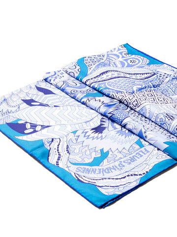 Hermes Fleurs D'indiennes Silk Scarf 90 Blue-designer resale