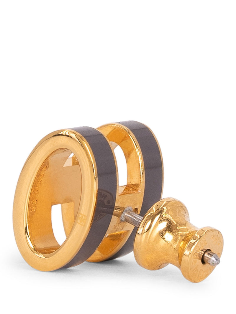 Hermes Gold Lacquered Pop H Earrings Taupe-designer resale