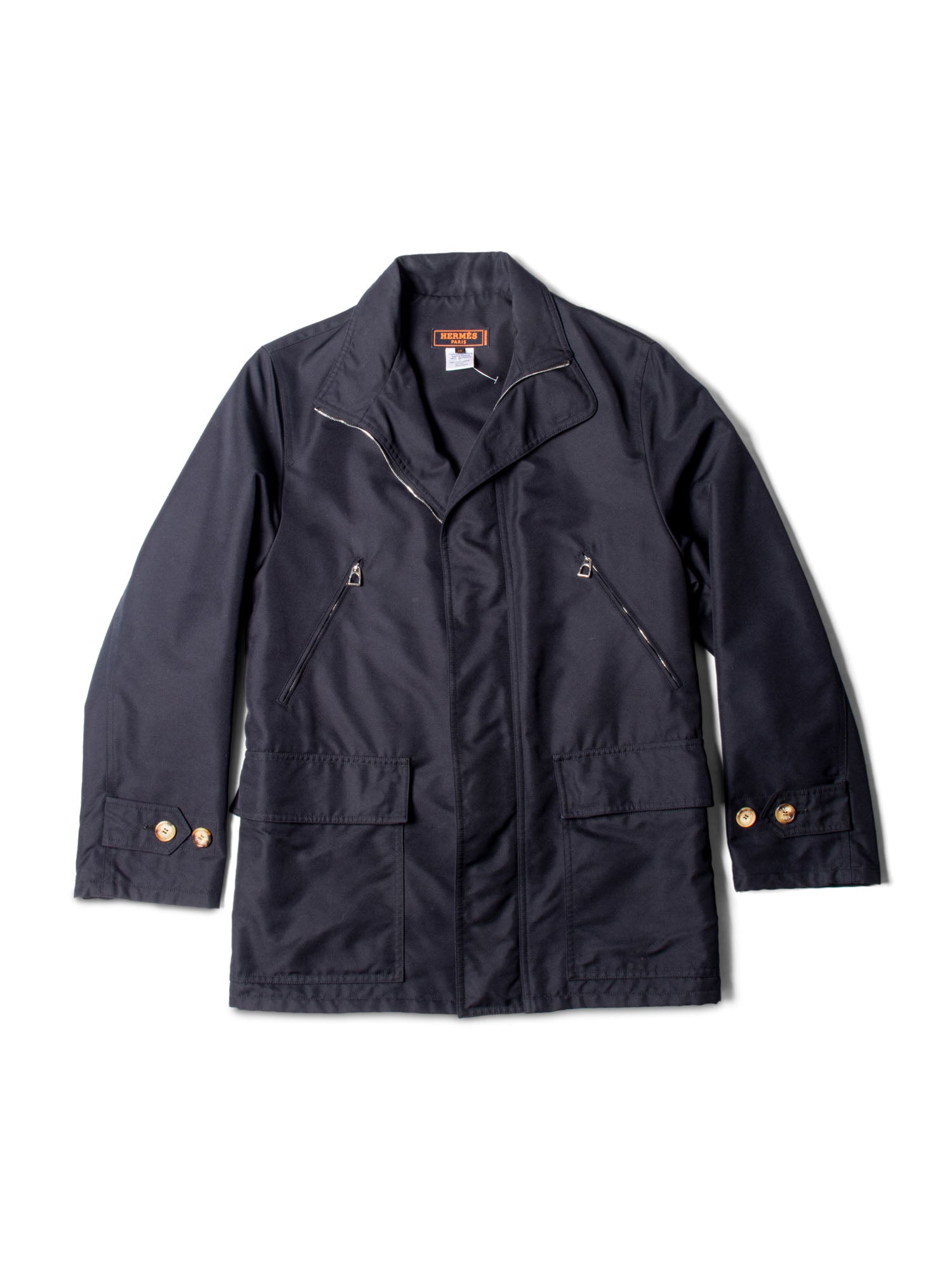 Hermes Horse Shoe Waterproof Utility Jacket Black-designer resale