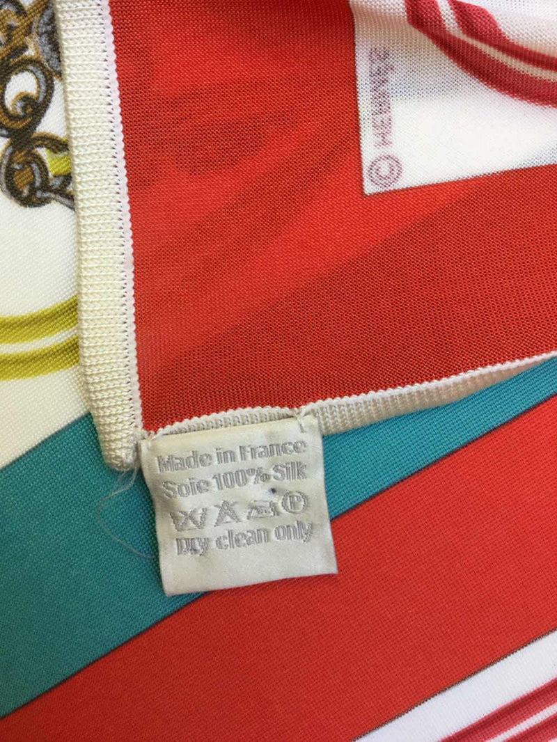 Hermes Jersey Silk Brides de Gala Scarf 90 Red-designer resale