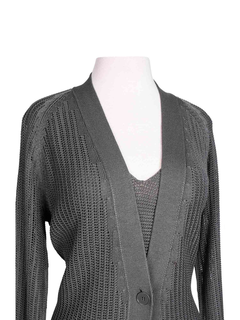 Hermes Knit Button Down Cardigan Top Set Green-designer resale