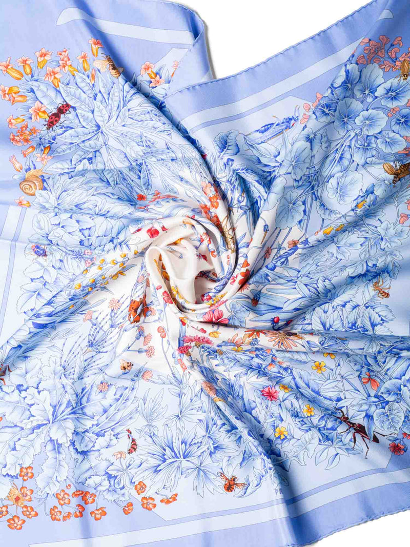 Hermes "La Prairie" Silk Scarf Blue-designer resale