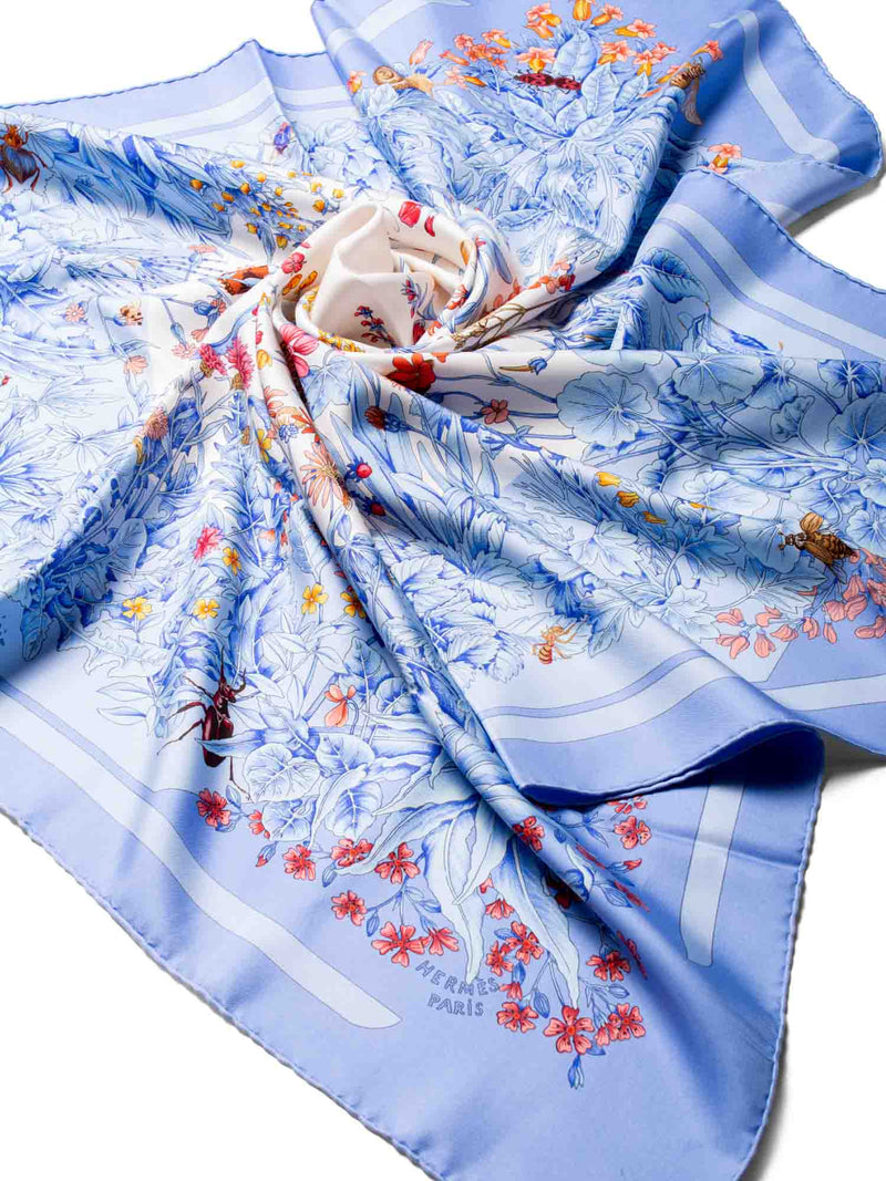 Hermes "La Prairie" Silk Scarf Blue-designer resale