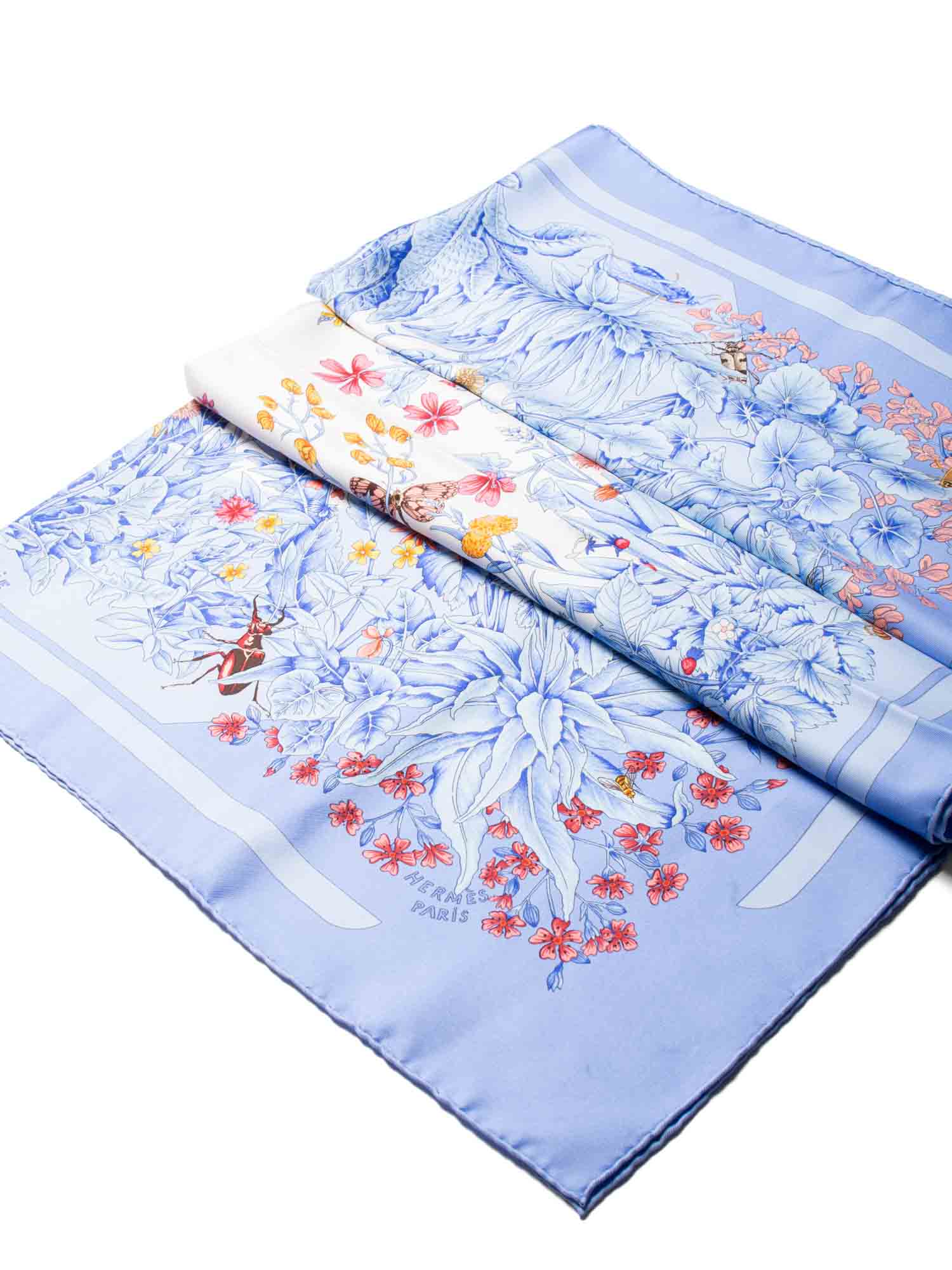 Hermes "La Prairie" Silk Scarf Blue-designer resale