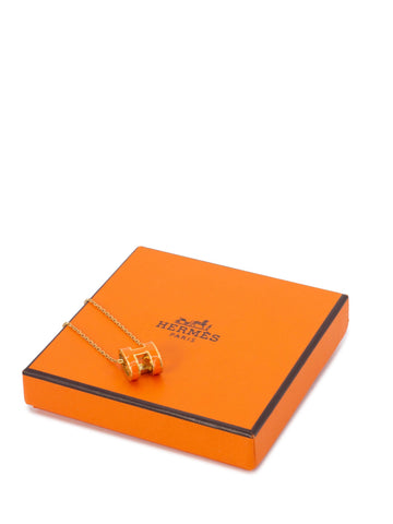 Hermes Lacquered Gold Pop H Pendant Necklace Orange-designer resale