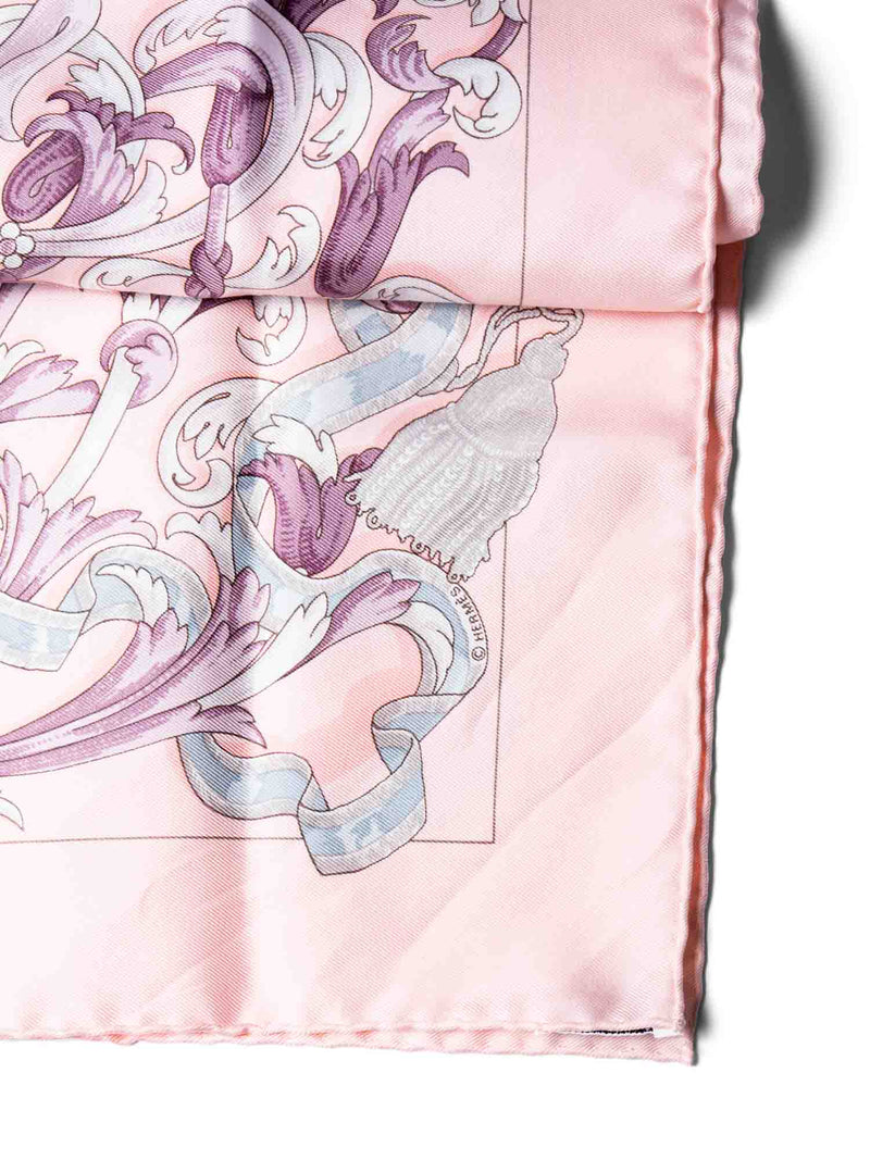 Hermes Le Mors "A La Conetable" Silk Scarf Pink-designer resale