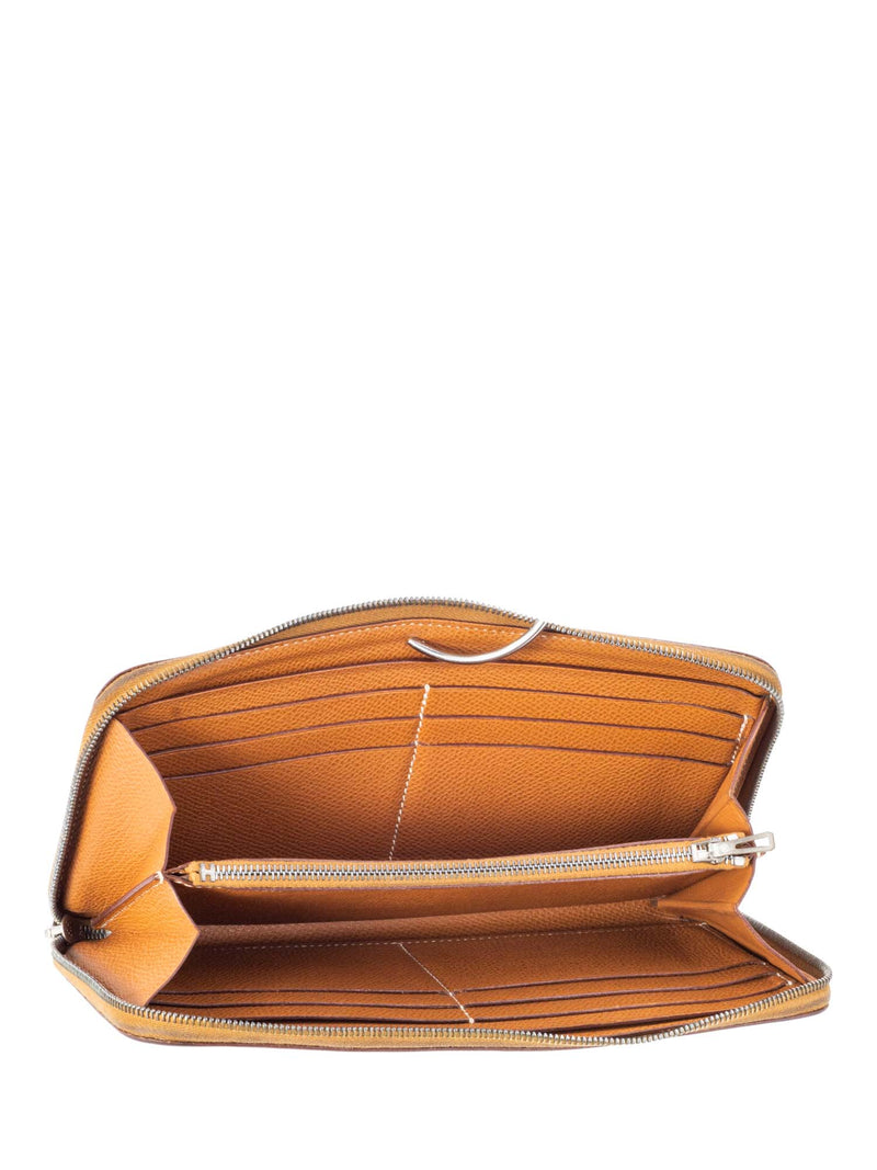 Hermes Leather Azap Classique Hand Painted Long Wallet Brown-designer resale