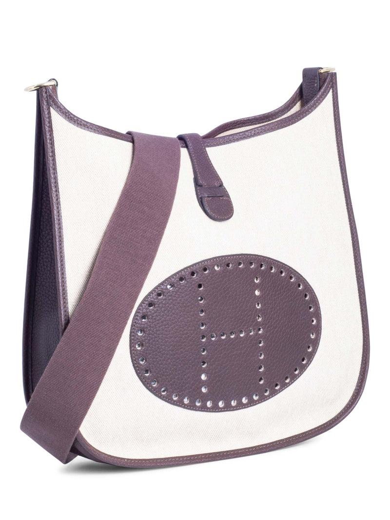 Hermes Leather Canvas Evelyne Messenger Bag Brown