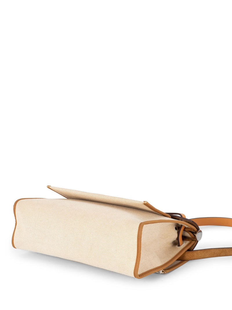 Hermes Leather Canvas Herbag Ivory Brown-designer resale