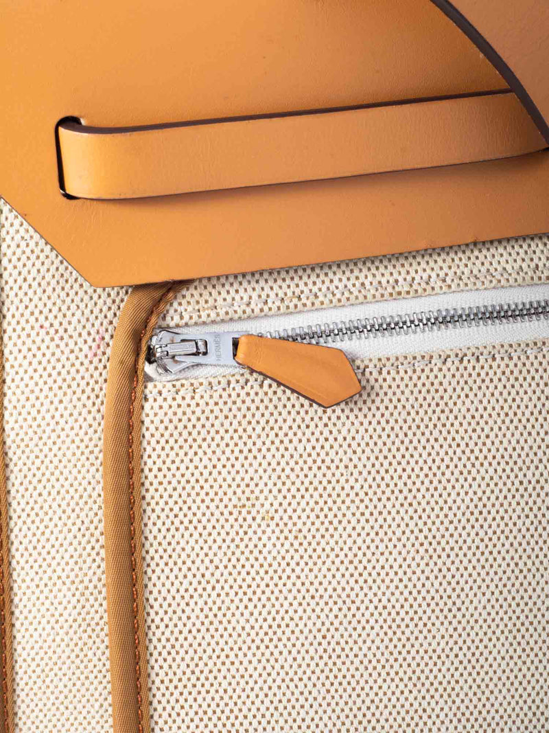 Hermes Leather Canvas Herbag Ivory Brown-designer resale