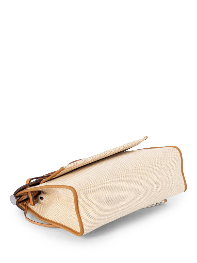 Hermes Leather Canvas Herbag Ivory Brown-designer resale