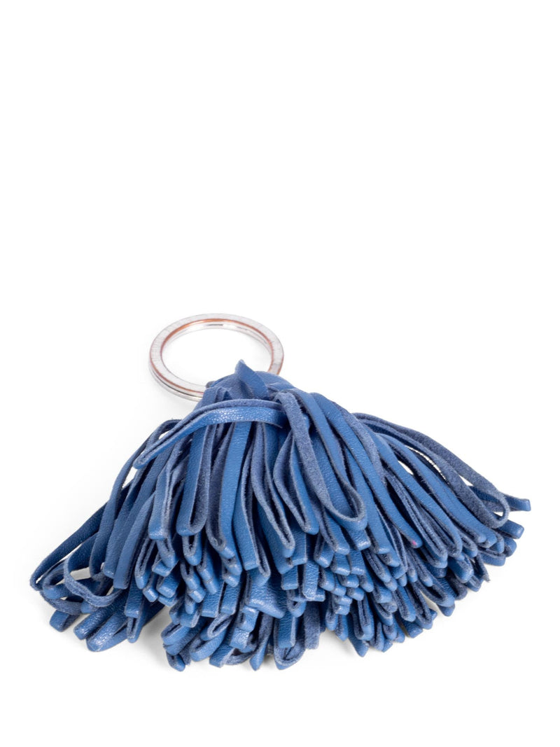 Hermes Leather Carmen Tassel Key Ring Blue-designer resale