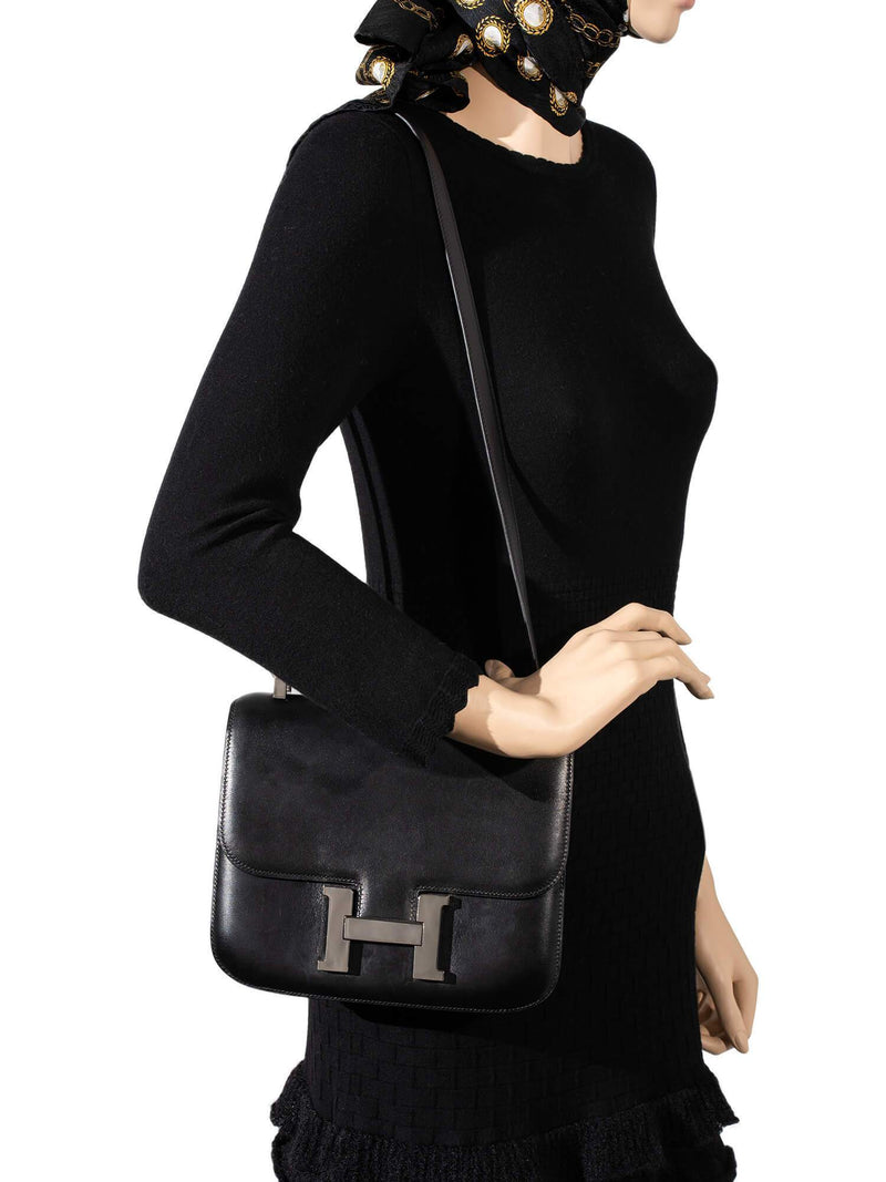 Hermes Leather Constance Bag 24 Black