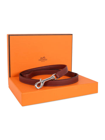 Hermes Leather Dog Leash Brown-designer resale