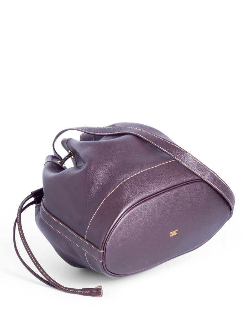 Hermes Leather Market Bucket Bag Brown-designer resale